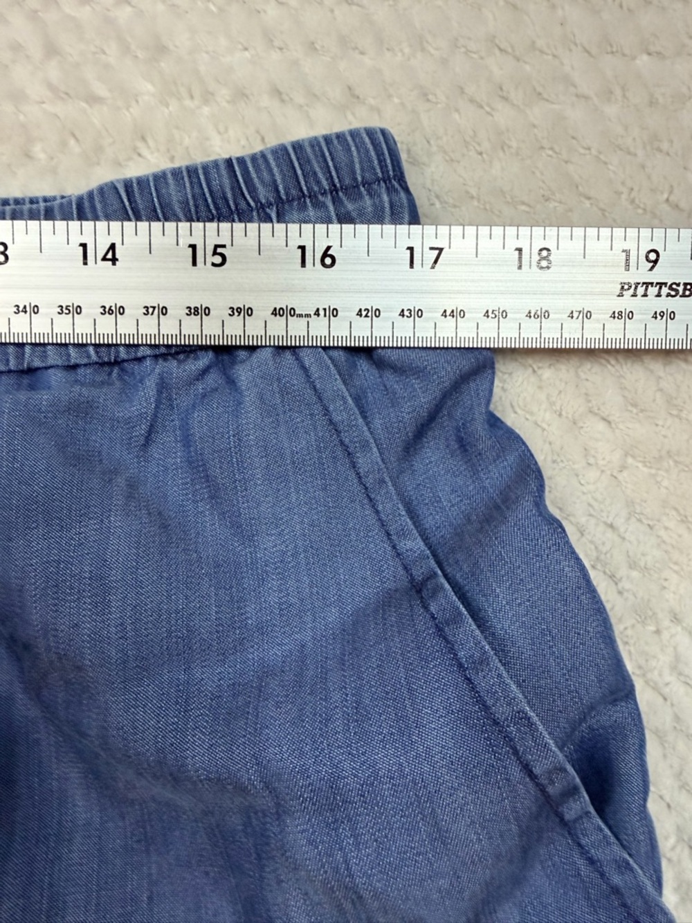 Women's Indigo Drawstring Casual Shorts 100% Lyocell Large - Picture 4 of 8